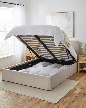 Emery Velvet Storage Ottoman Bed