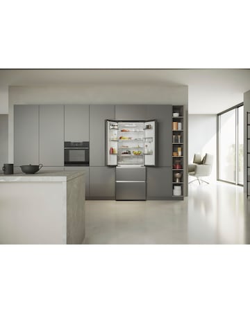 Haier HFR5719EWMP Total No Frost American Fridge Freezer Silver + Install