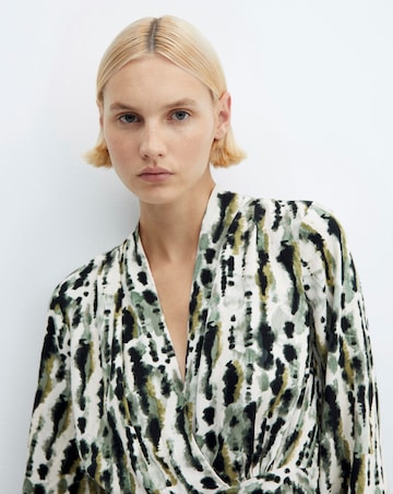 Mango Printed Dress With Ruffled Detail