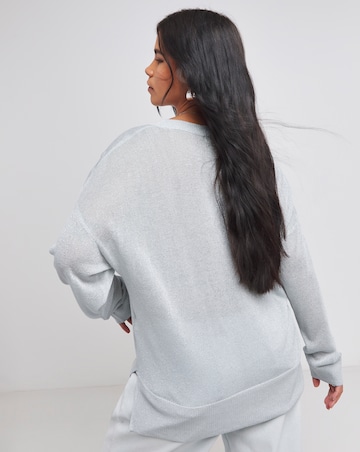 Silver Sheer Glitter Knit Jumper