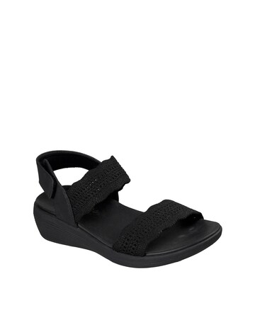 Skechers Arya Glitter Knit Sling Back Black Sandals - Standard Fit (D)