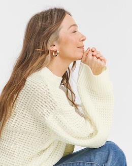 Ivory Waffle Jumper