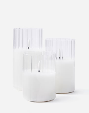 Julipa Set of 3 Ribbed Glass LED Candles