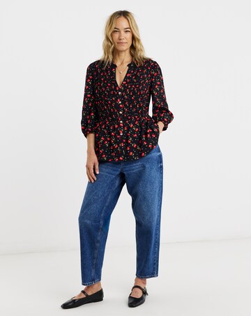 Shirred Button Through Top