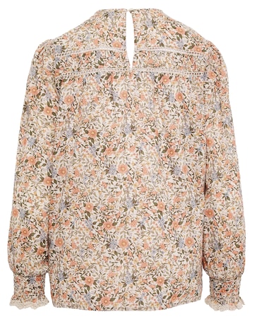 Anise Charlotte Floral Print Ladder Trim Blouse