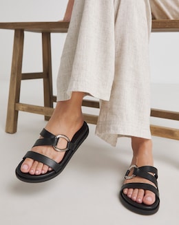 Delicate Metal Hardware Mule Sandals - Wide Fit (E)