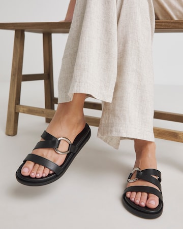 Delicate Metal Hardware Mule Sandals - Wide Fit (E)