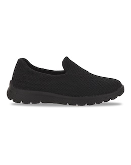 Cushion Walk Black Lightweight Leisure Shoes -Extra Wide Fit (EEE)
