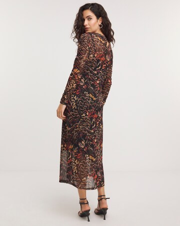 Midi Mesh Dress with Long Sleeves