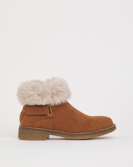 Cushion Walk Fur Collar Crepe Sole Boot Extra Wide EEE Fit