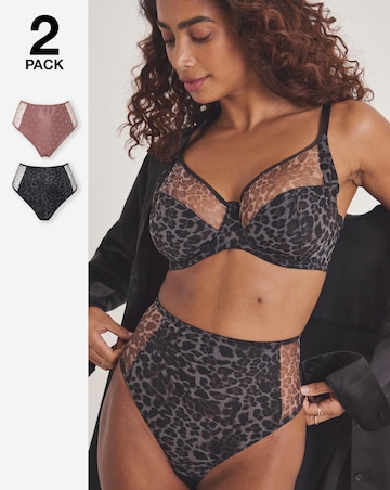 Pretty Secrets (2 Pack) Hannah Heart & Animal Print Full Brief Knickers