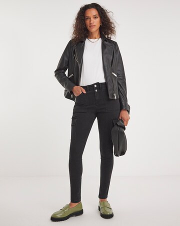 Washed Black Cargo Skinny Leg Jeans