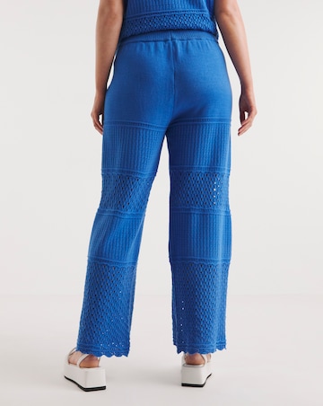 Simply Be Bright Blue Crochet Wide Leg Trouser Co-ord