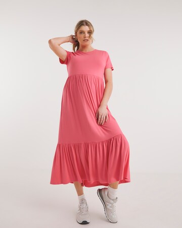 Coral Jersey Maxi Dress