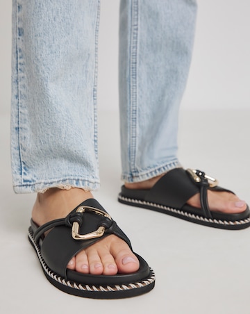 Lyon Leather Hardware Footbed Sandals - Extra Wide Fit (EEE)