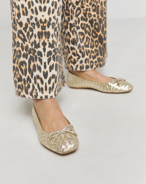 Monaco Woven Leather Ballerinas - Wide Fit (E)