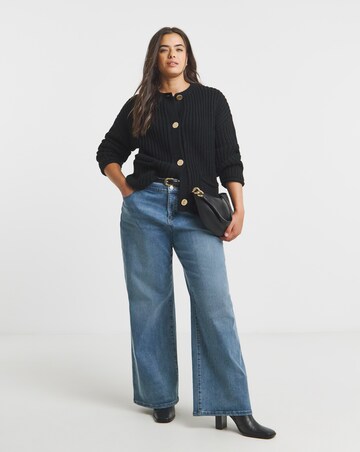 Black Chunky Knit Boxy Cardigan