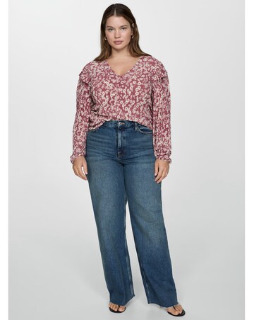 Mango Floral Shoulder Ruffle Top