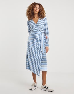 Stripe Tie Wrap Dress