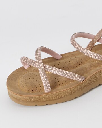 Bianca Sparkly Strapped Comfort Sandals - Extra Wide Fit (EEE)