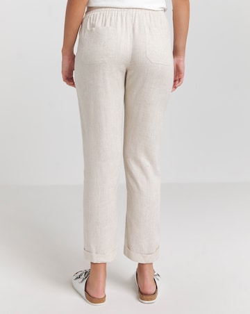 Simply Be Stone Tie Waist Linen Tapered Trousers