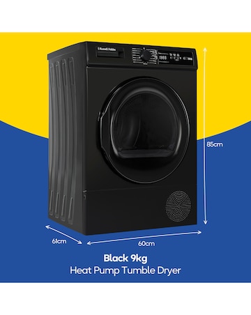 Russell Hobbs RH9HPTD111B, 9kg, Heat Pump Tumble Dryer - Black