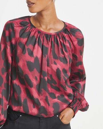 Printed Satin Raglan Sleeve Blouse