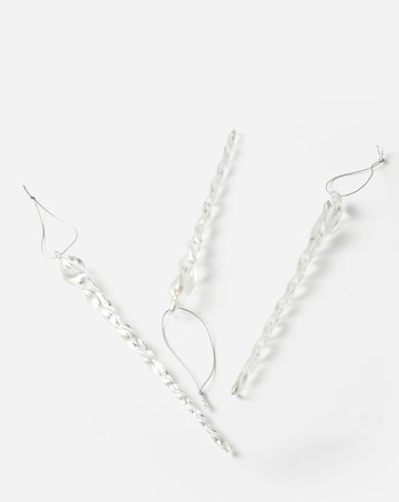 Set of 6 Clear Iridescent Glass Icicle Tree Decorations
