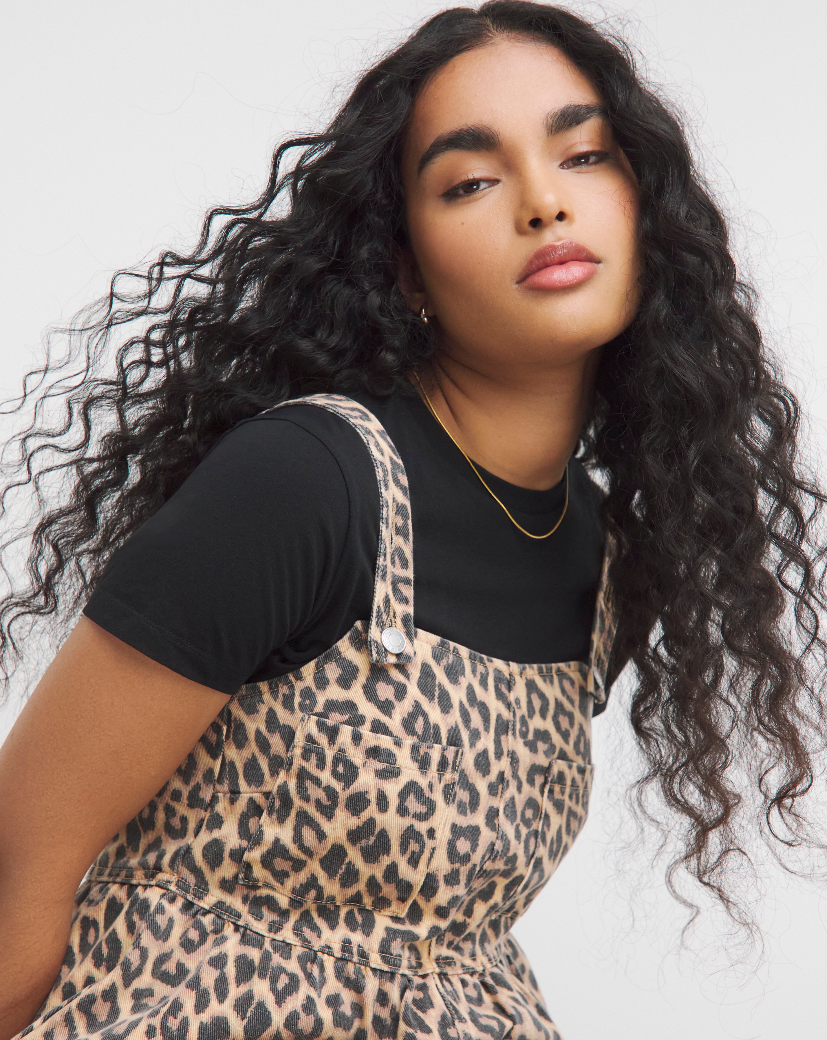 Leopard Print Midaxi Denim Pinafore Dress | Ambrose Wilson