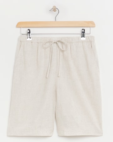 Stone Linen Mix Knee Length Shorts