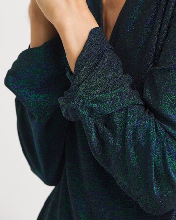 Joanna Hope Green/Blue Glitter Knit Wrap Top