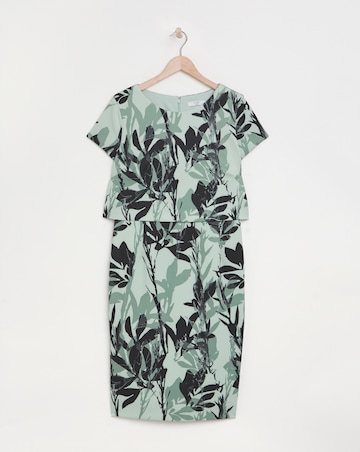 Joanna Hope Printed Scuba Overlay Dress
