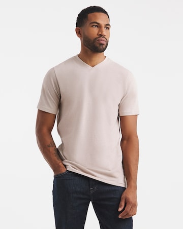 V Neck T-Shirt Long - Pink Marl