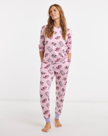 Chelsea Peers Classic Crew Neck Pyjama Set Perfect Match Print