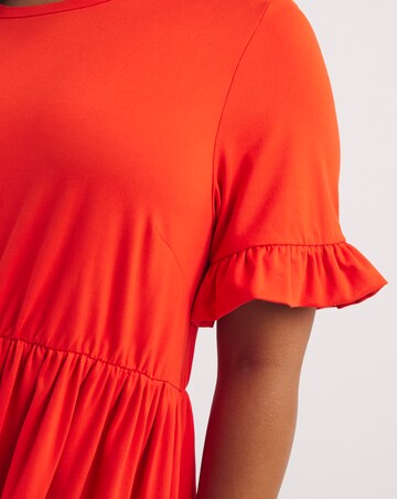 Orange Supersoft Jersey Frill Smock Dress
