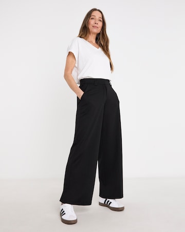 Black Tailored Jersey Wide Leg Trousers