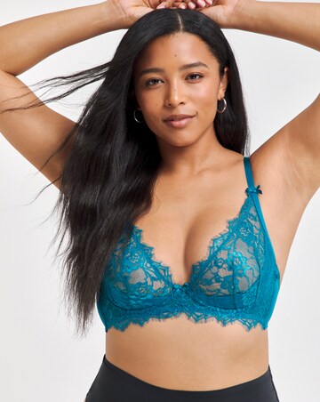 Figleaves Pulse Lace Underwired Plunge Bra B-G - Teal