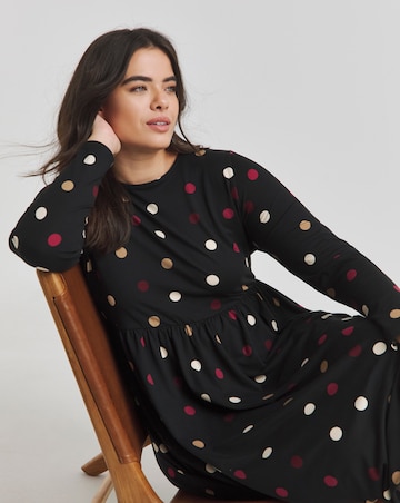 Spot Print Supersoft Pocket Midi Dress