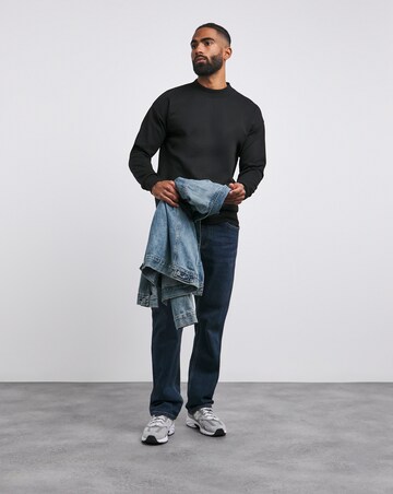 Interlock Relaxed Fit High Neck Sweatshirt- Black
