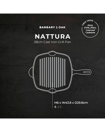 Barbary & Oak Nattura 26cm Cast Iron Grill Pan Beige