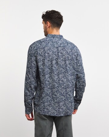 Long Sleeve Navy Paisley Print Shirt