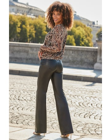 Sosandar Faux Leather Bootcut Trouser