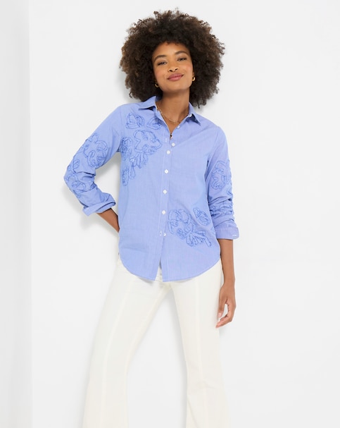 Joe Browns Rebecca Applique Blue Pinstripe Shirt
