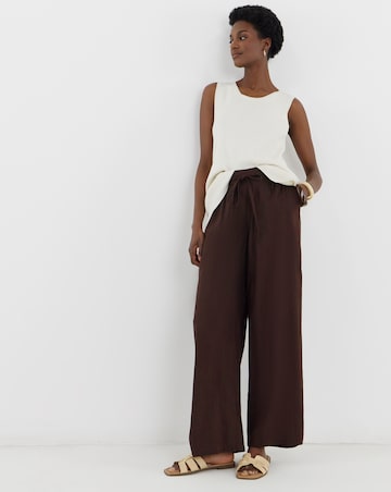 Linen Mix Wide Leg Trousers