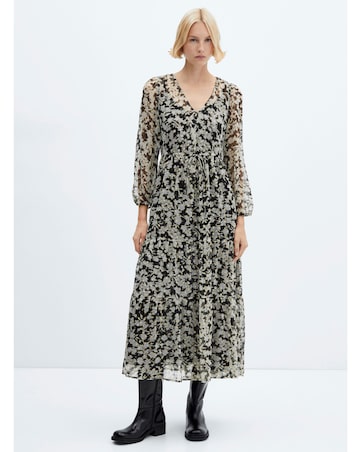 Mango Floral Print Midi Dress