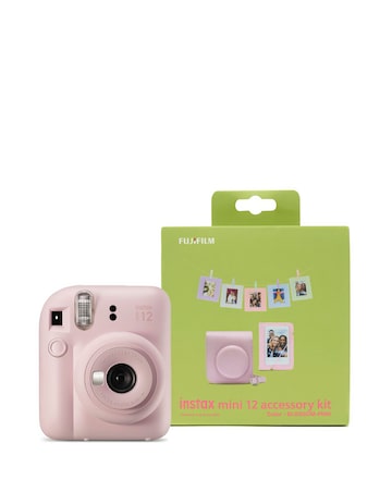 Fujifilm Instax Mini 12 Instant Camera with Case, Album, Cards & Pegs - Pink