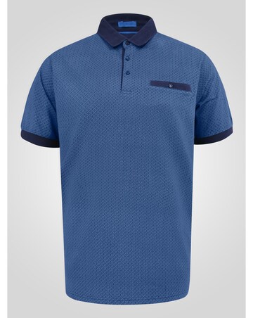D555 Big And Tall Murray Allover Printed Jacquard Collar Polo With Pocket - Blue