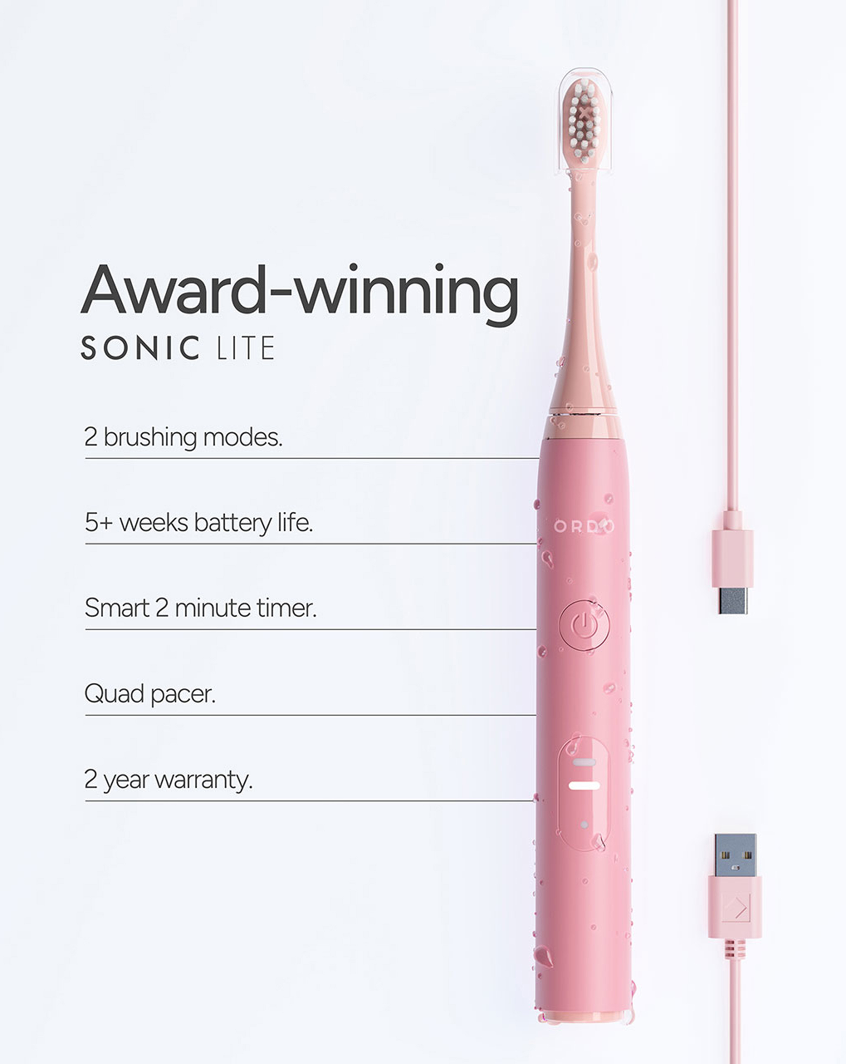 Ordo Sonic Lite Electric Toothbrush - Petal