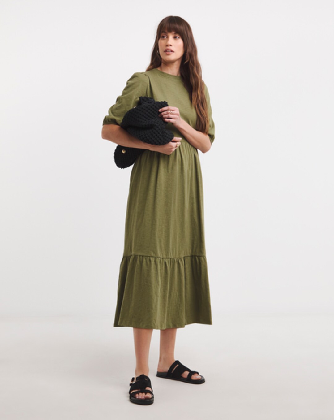 Open Tie Back Midi Jersey Smock Dress | Ambrose Wilson Open Tie Back Midi Jersey Smock Dress | Ambrose Wilson