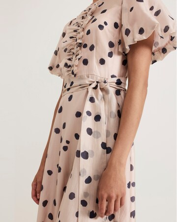 Phase Eight Nicola Spot Ruffle Midi Dress